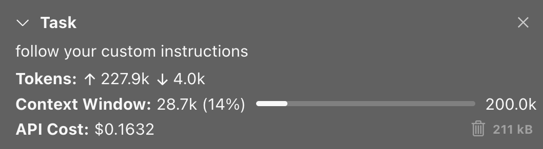 Context usage progress bar
