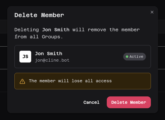 Confirm Member Removal