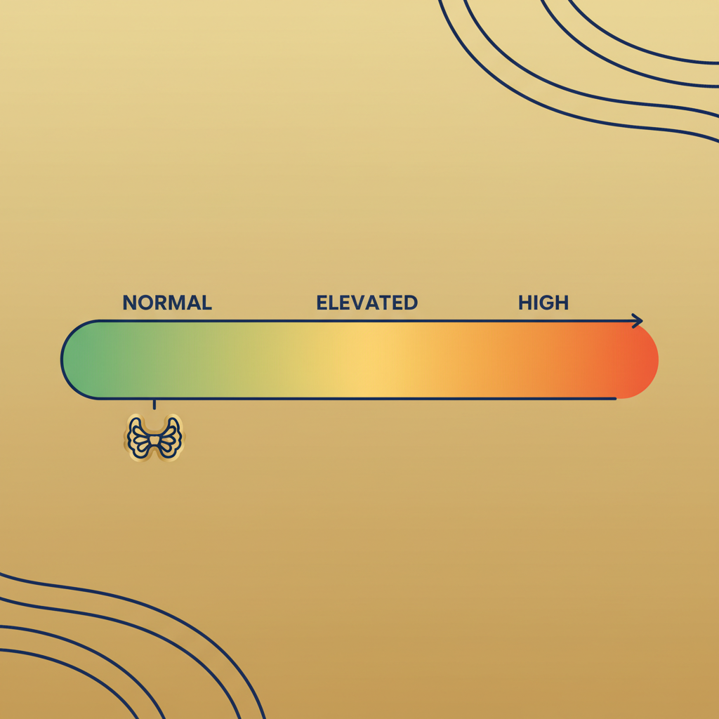 불현성 갑상선 기능 저하증의 TSH 구간별 관리 방향을 보여주는 교육용 인포그래픽