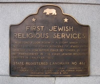 The First Jewish Religious Services Historical Marker, San Francisco