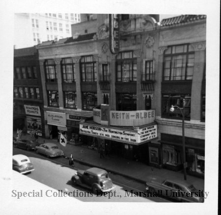 The exterior of the theater, circa 1950s