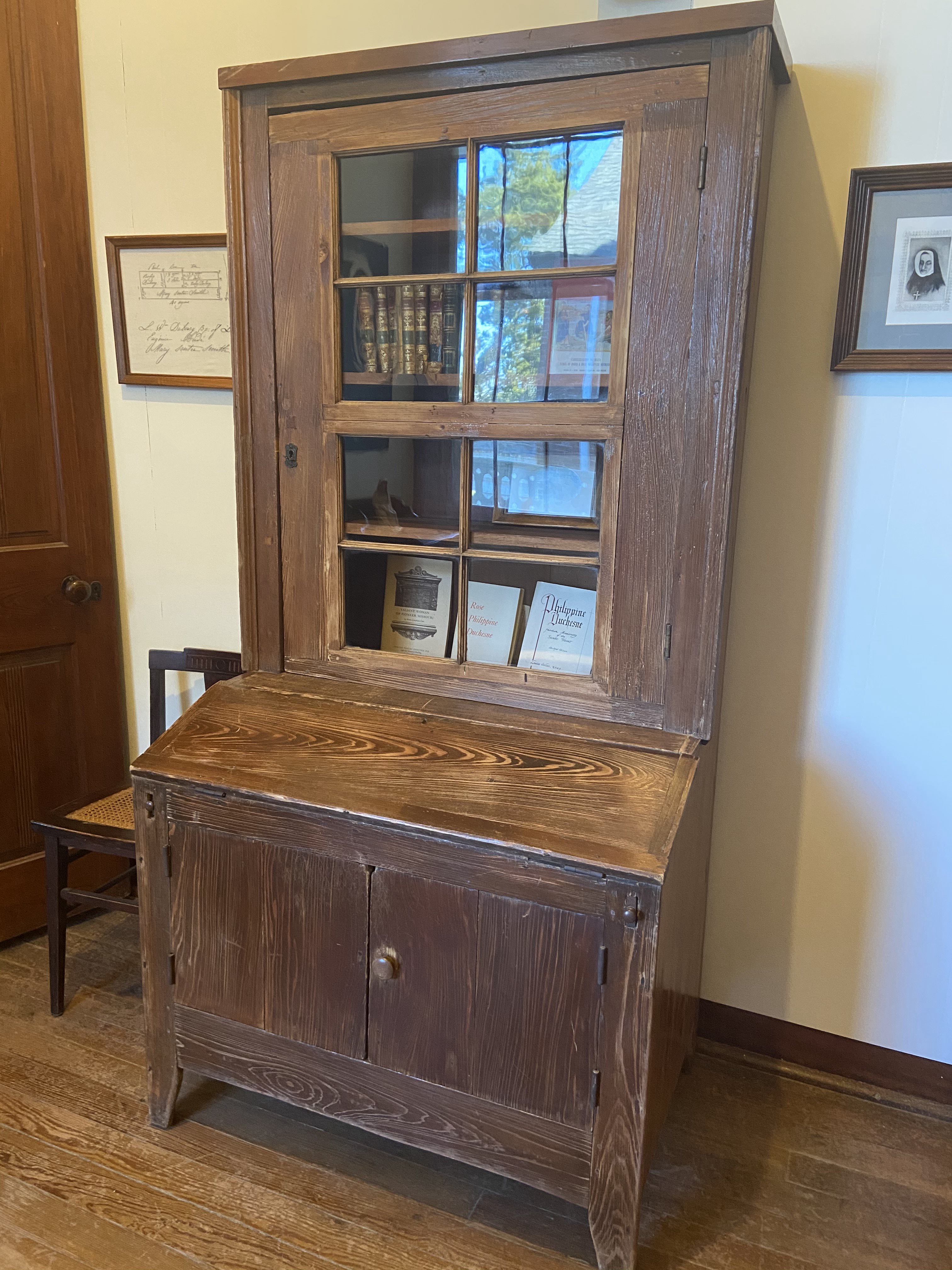 In 1822 Philippine Duchesne traveled from Missouri to Grand Coteau to see the progress at the Academy. At the time furniture was still scarce, so this desk was constructed for Mother Duchesne's use. It was subsequently used by various Superiors of the school.