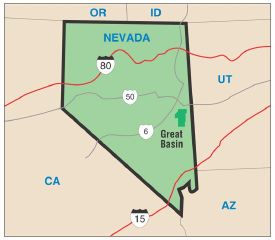 This map shows the location of the park in Nevada.