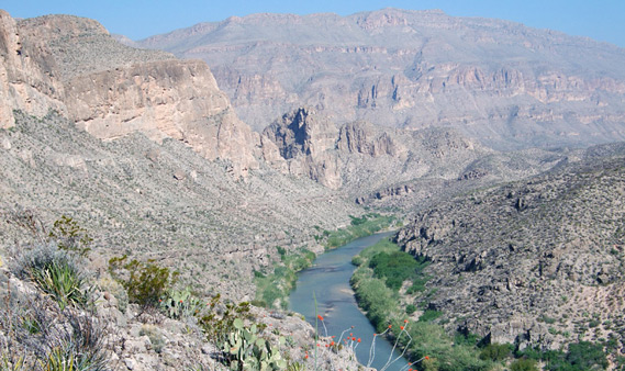 Boquillas Canyon in Big Bend. Big Bend National Park is located along the Rio Grande river, which is the border between Texas and Mexico.