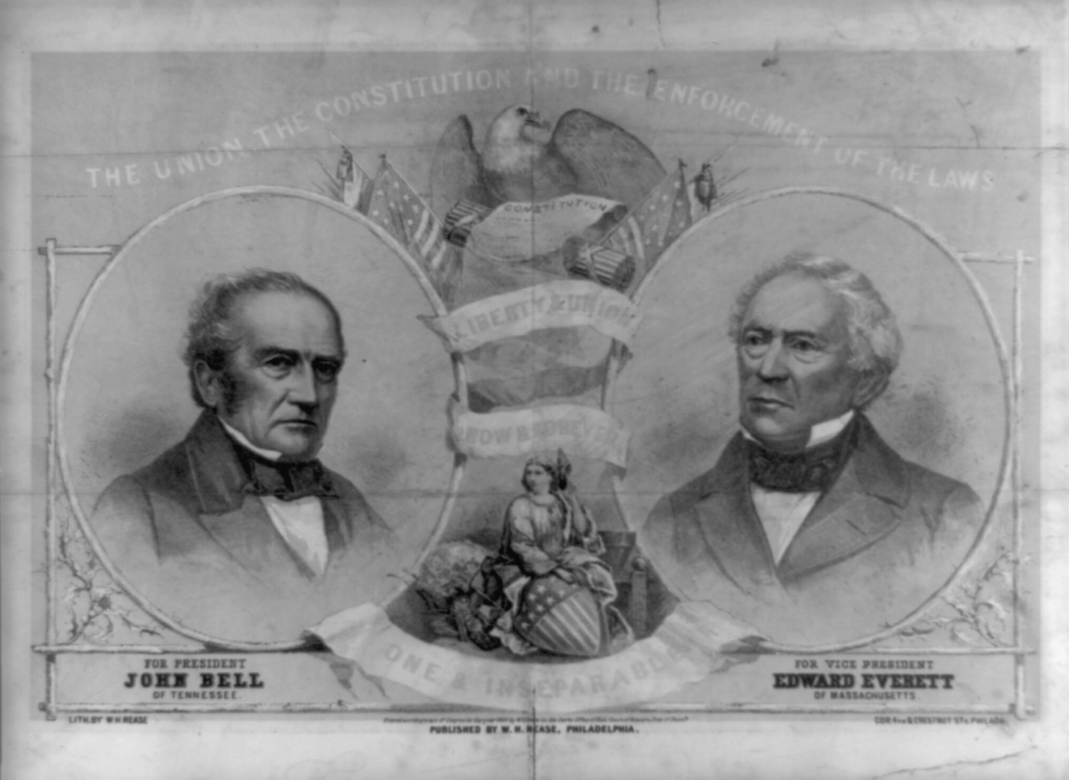 Constitutional Union campaign poster depicting Bell & Everret