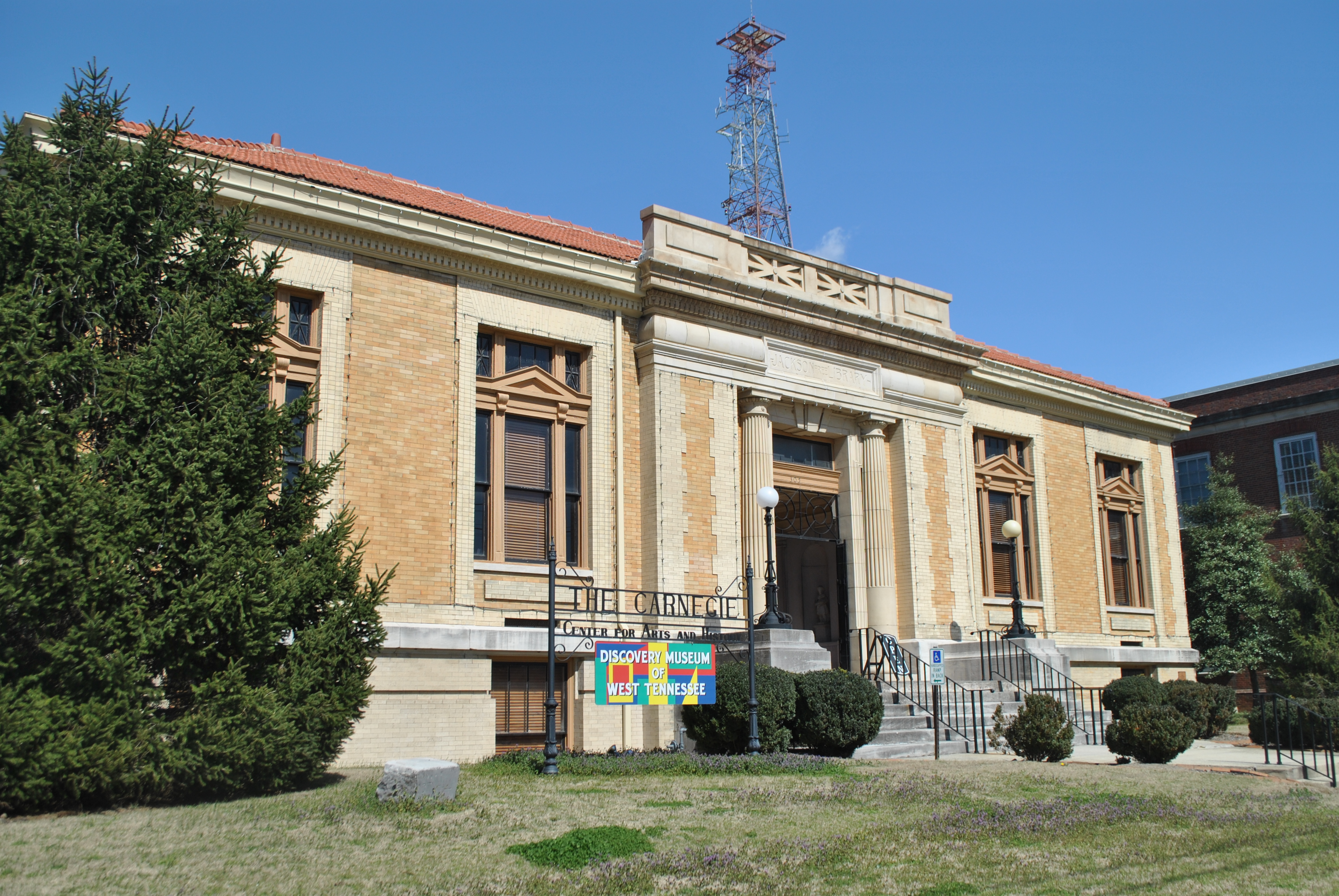 Carnegie Center for Arts and History, Jackson Free Library.
"Jackson Free Library" by Www78 - Own work. Licensed under CC BY-SA 3.0 via Wikimedia Commons - http://commons.wikimedia.org/wiki/File:Jackson_Free_Library.JPG#mediaviewer/File:Jackson