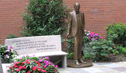 The statue pays tribute to Baltimore businessman, leader, and public servant Walter Sondheim, Jr.