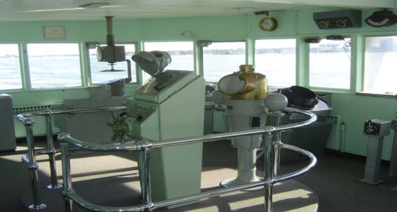 The pilothouse of the S.S. William Clay Ford, a freighter that once sailed the Great Lakes