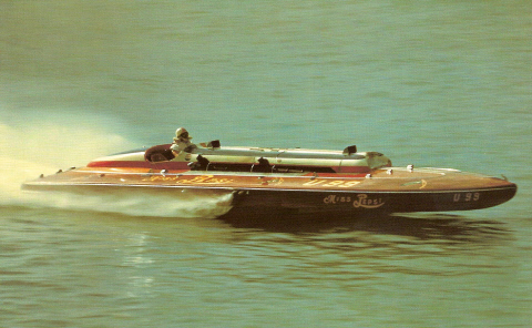 Miss Pepsi, one of the fastest hydroplane racing boats of all time. It was raced by members of the Dossin family until the mid-1950s.