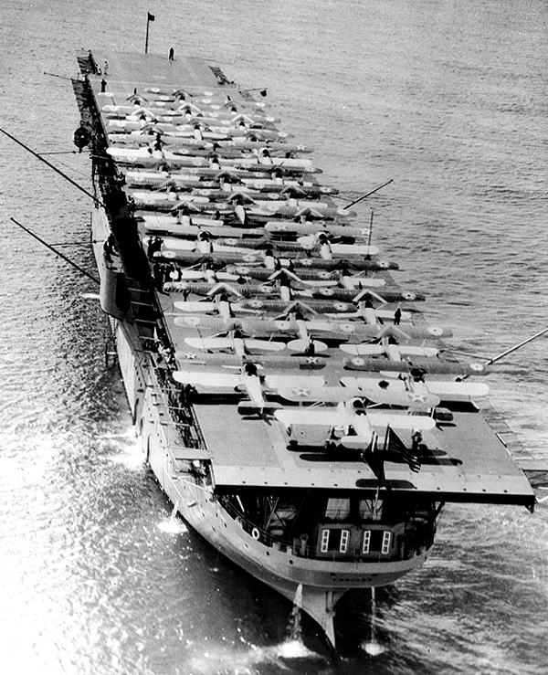 USS Langley, first aircraft carrier in the world. Constructed at Norfolk Naval Shipyard. Us Navy Naval Historical Center.