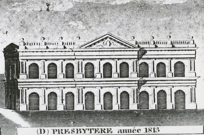 The Presbytere in 1813, with second story completed. Courtesy of Louisiana State Museum.
