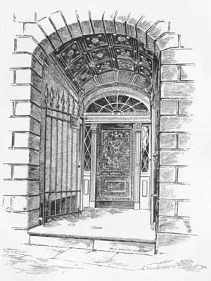 An artist's depiction of the entryway to 1140 Royal Street, circa 1888.