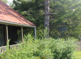 A historic marker commemorates Phebe Reynold's bravery where her heroic act saved her family from the Tory mob.