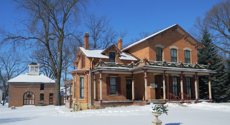 The Granger House. The carriage house is on the left.