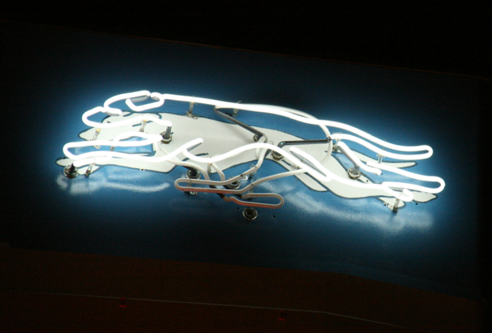 Neon running greyhound, position 1