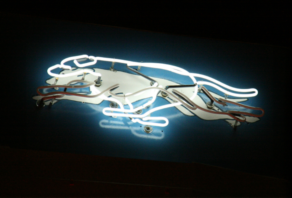 Neon running greyhound, position 2