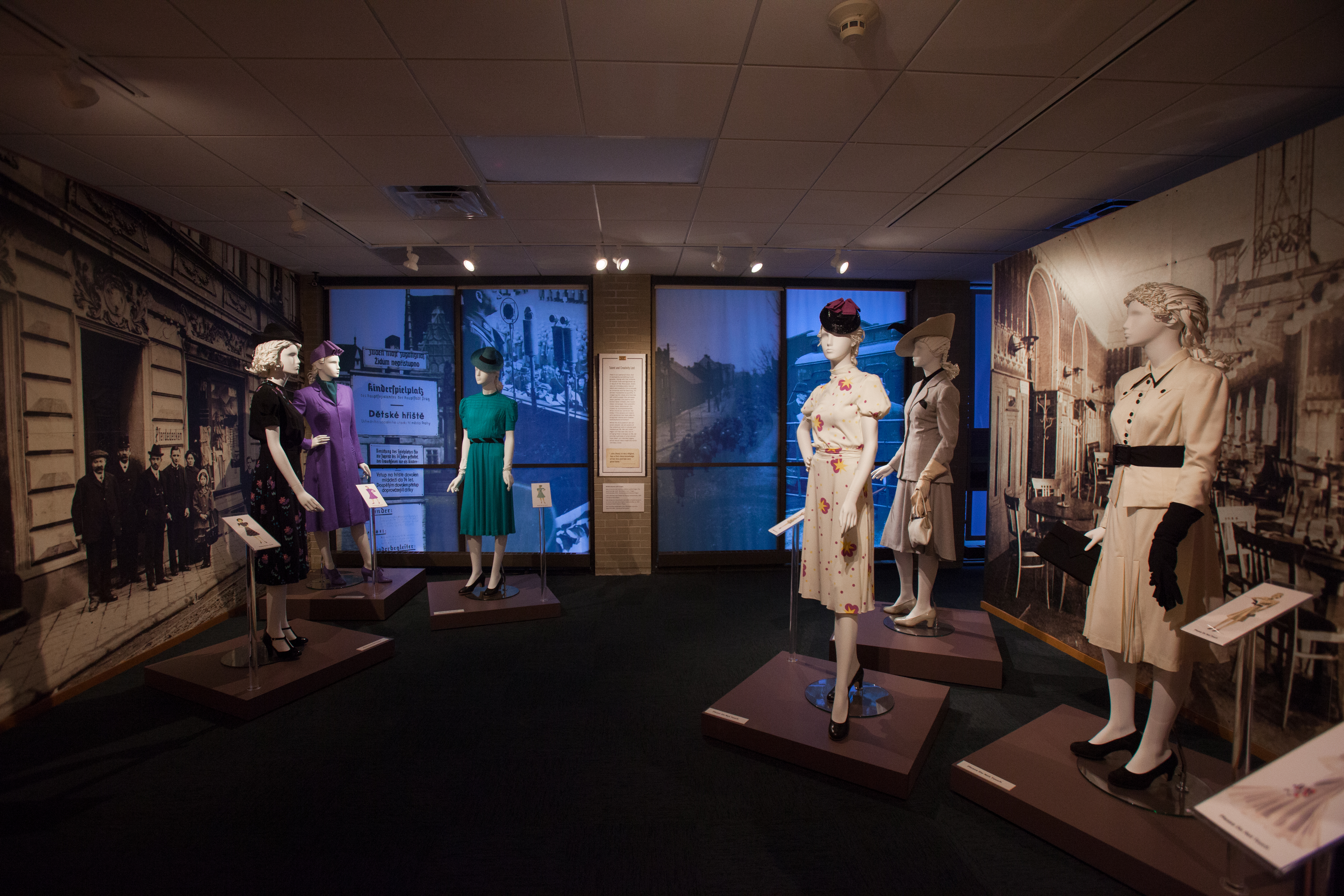 An exhibit honoring Hedy Strnad, a clothing designer who died in the Holocaust, when denied immigration to the United States.