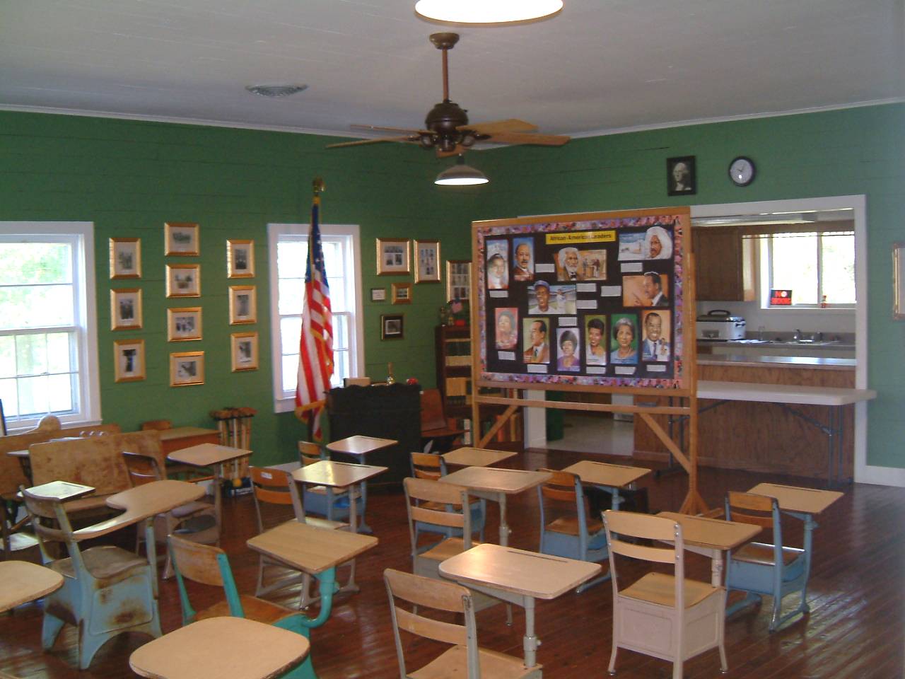 Inside view of old one-room school.