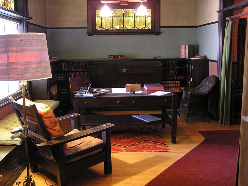 Office with Arts & Crafts style furniture