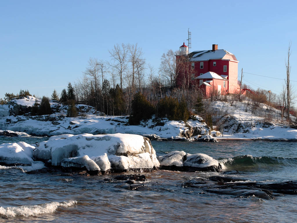 The Marquette Lighthouse, seen from the water's edge