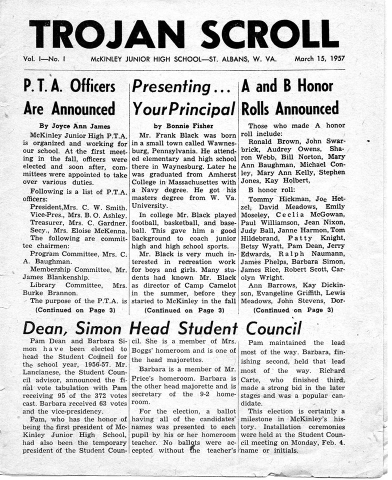 Trojan (McKinley) Newspaper 1957