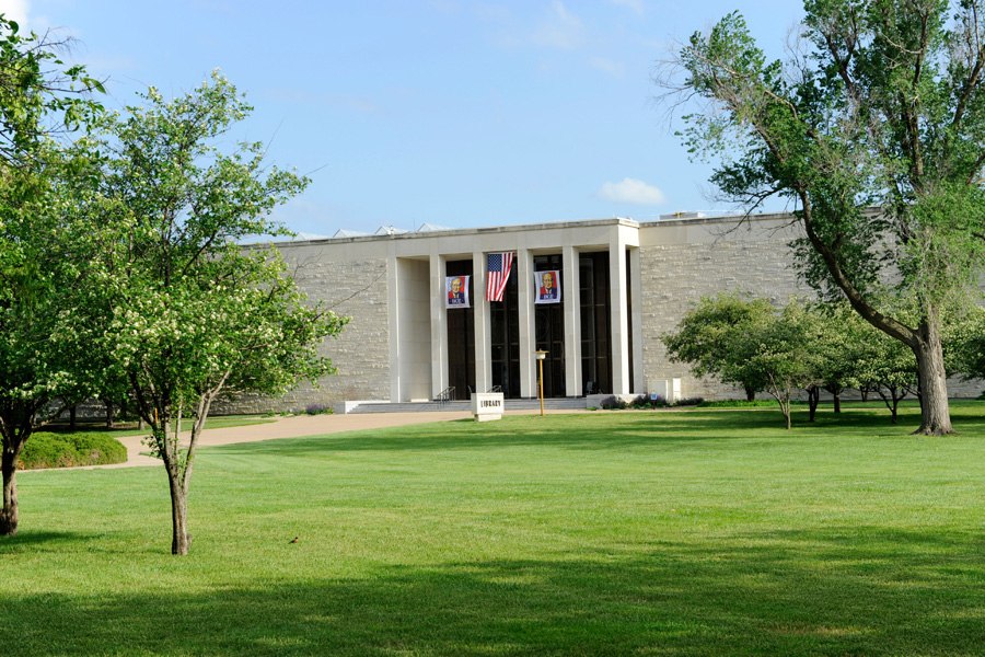 The Eisenhower Presidential Museum opened in 1954 and was built from local Kansas limestone. 