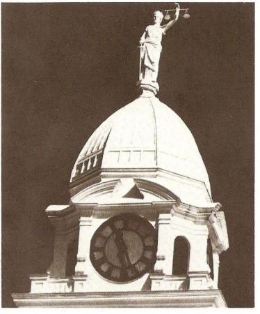 Lady Justice atop the courthouse's rotunda