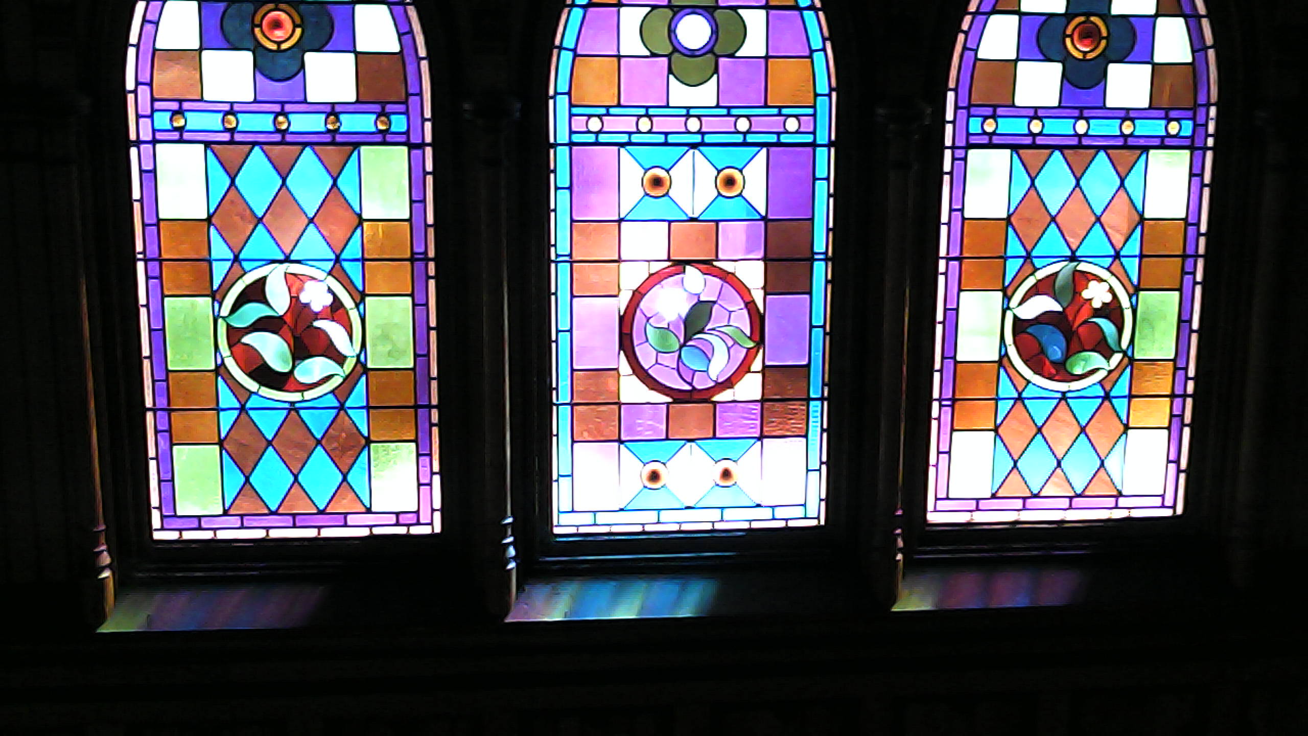 Stained Glass Windows on South Wall of Sanctuary