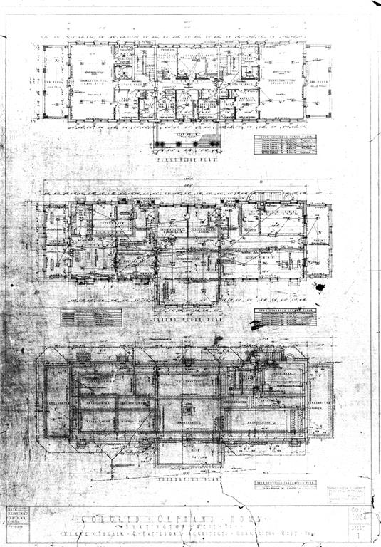 One of three architectural drawings for original home.