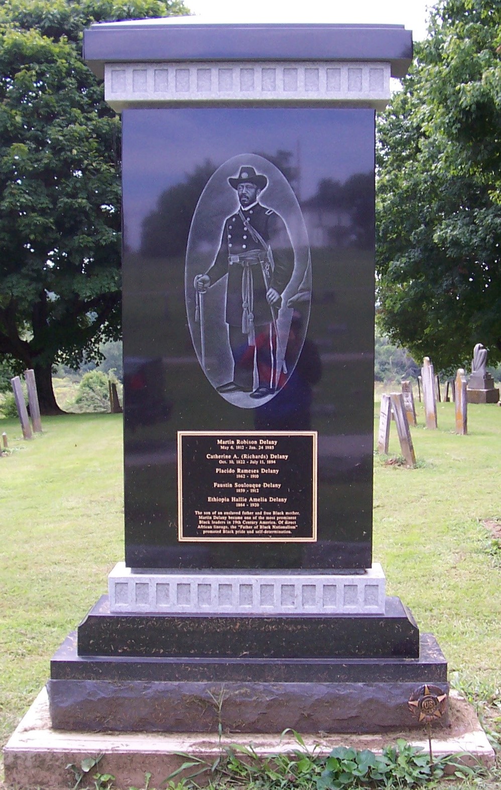 The front of Delany's monument