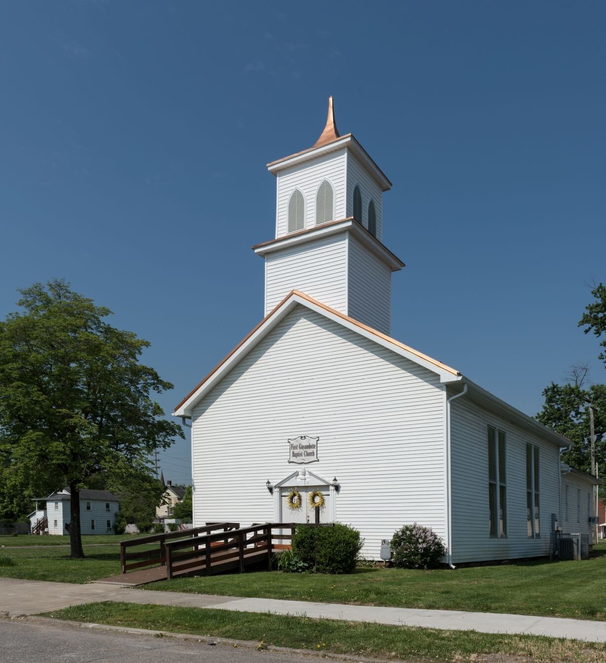 The First Guyandotte Baptist Church's current building was constructed in 1867 on the same foundation as the previous structure, which was destroyed during the Civil War. Image obtained from the Library of Congress.