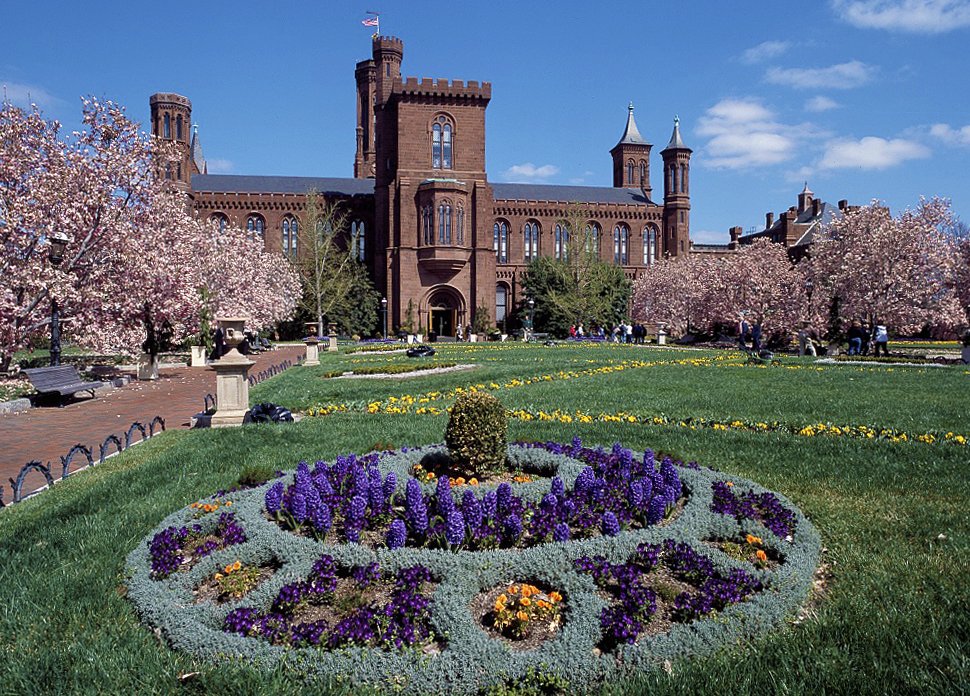 Springtime at the Castle in the Enid A. Haupt Gardens. Photo by Carol M. Highsmith, Library of Congress.