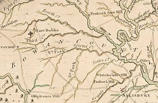 1770 map with location of fort marked