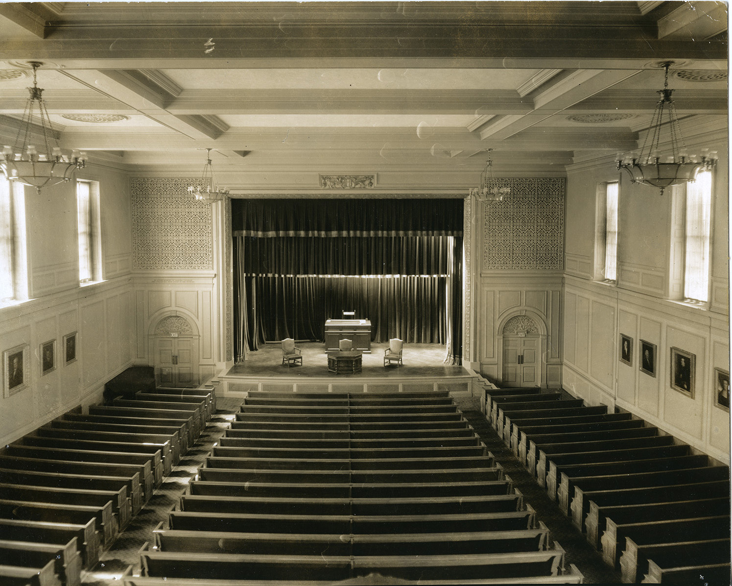 George Washington Hall interior, 1927. Photograph by Peter A. Juley and son.