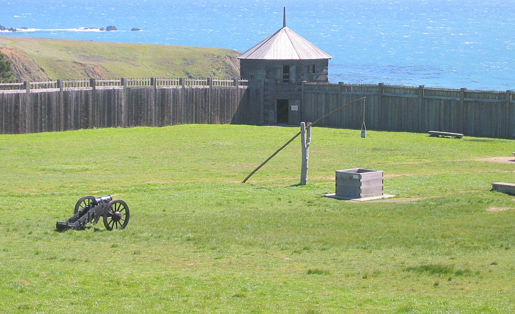View of inside the fort and the reconstructed blockade wall 