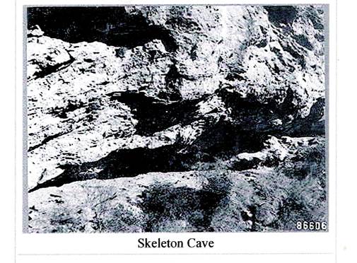 undated black and white photo of skeleton cave