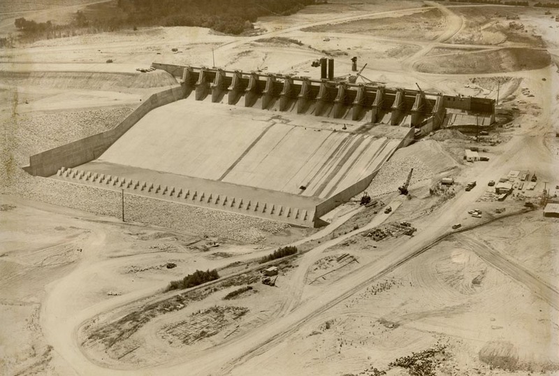 Waco Dam nearing completion in 1961