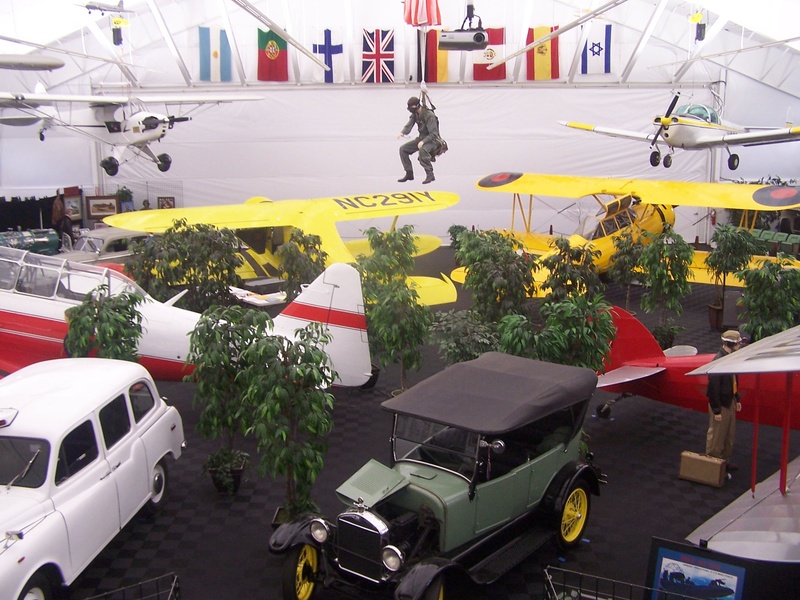Various aircraft and vehicles on display