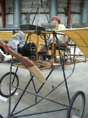 Photo of pilot Katherine Stinson's "Bleriot," one of several vintage airplanes on display at the museum.