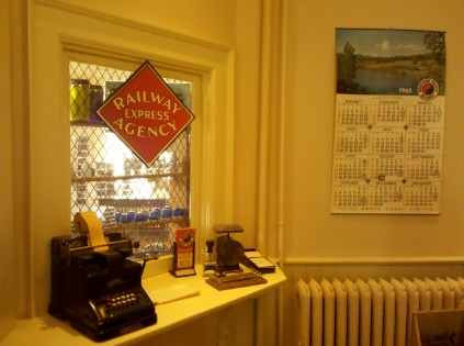 A re-created late 19th century ticket window.