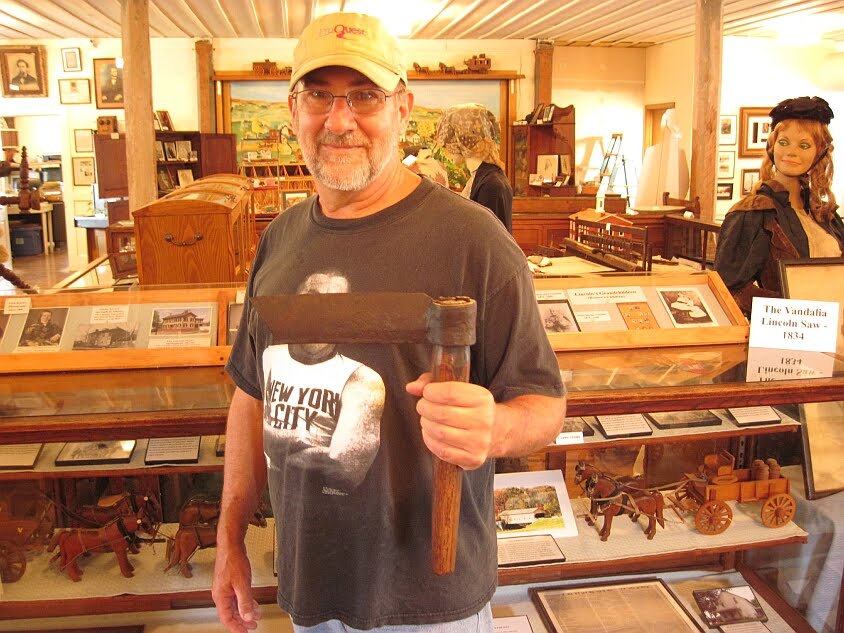 A patron displaying Abe Lincoln's froe.