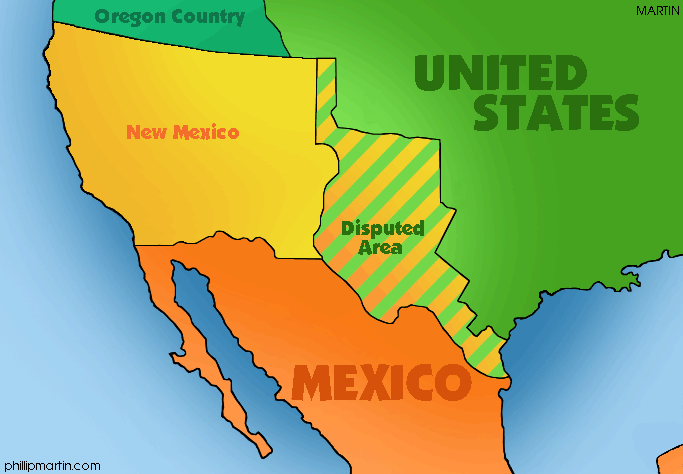 Map of only disputed territory in the Mexican-American War