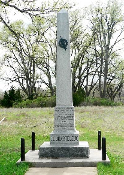 The Kansas D.A.R. (Daughters of the American Revolution) established this statue to commenorate the Native American groups that dwelled in El Quatelejo. The Kansas D.A.R. currently holds the deed to the site. 