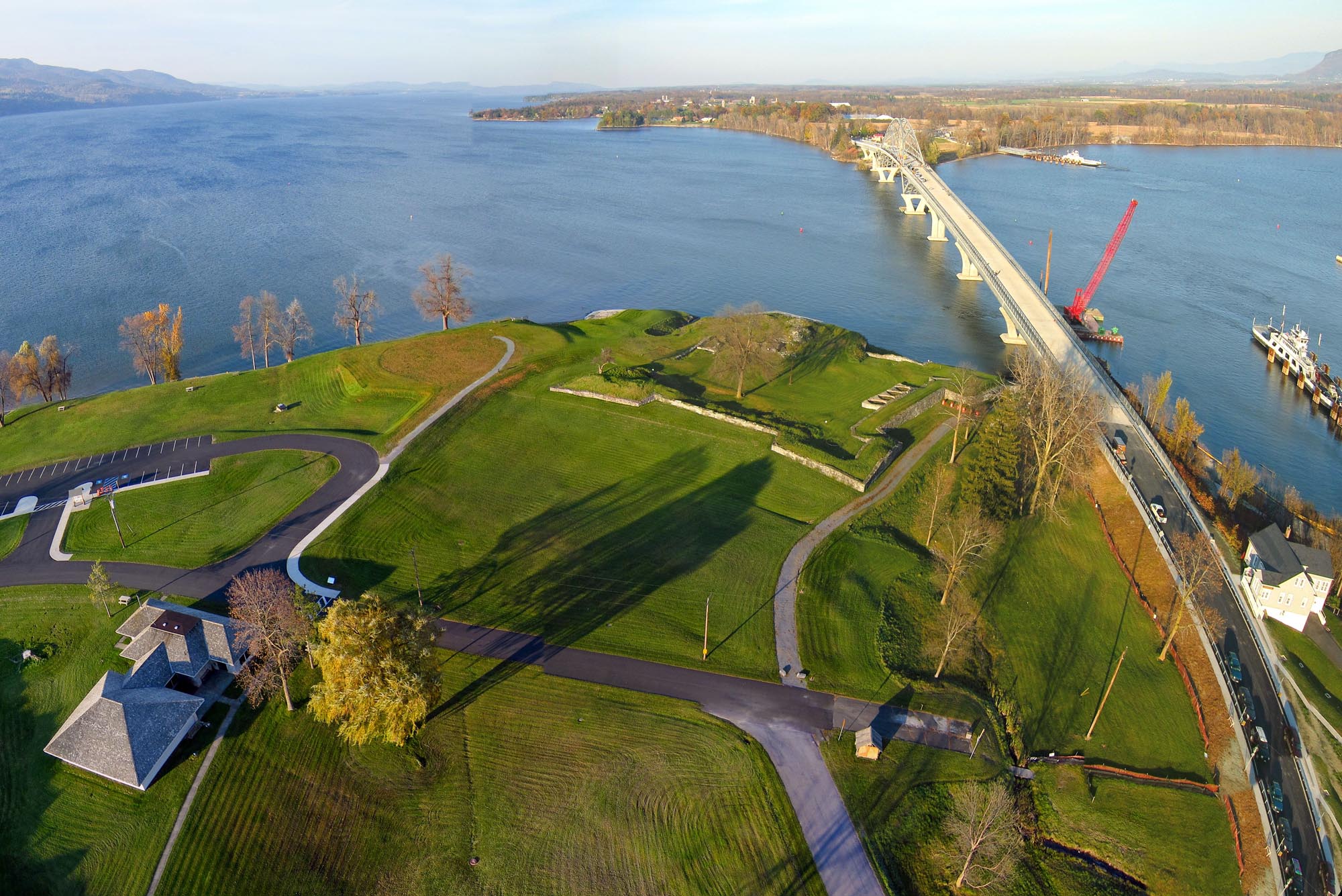 Aerial view of the Fort Saint-Frédéric, which was much smaller than the other fort. Credit: Chris Fastie