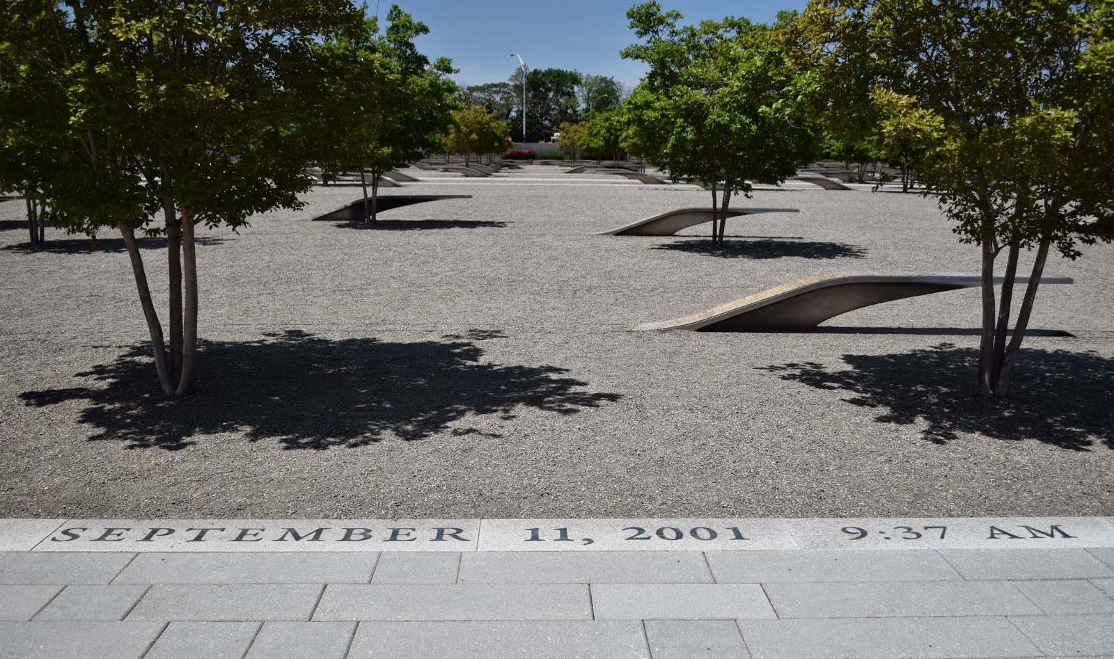 Inscription on the memorial grounds that indicate the date and time of the attack on the Pentagon. Photo courtesy of Terry Hall
