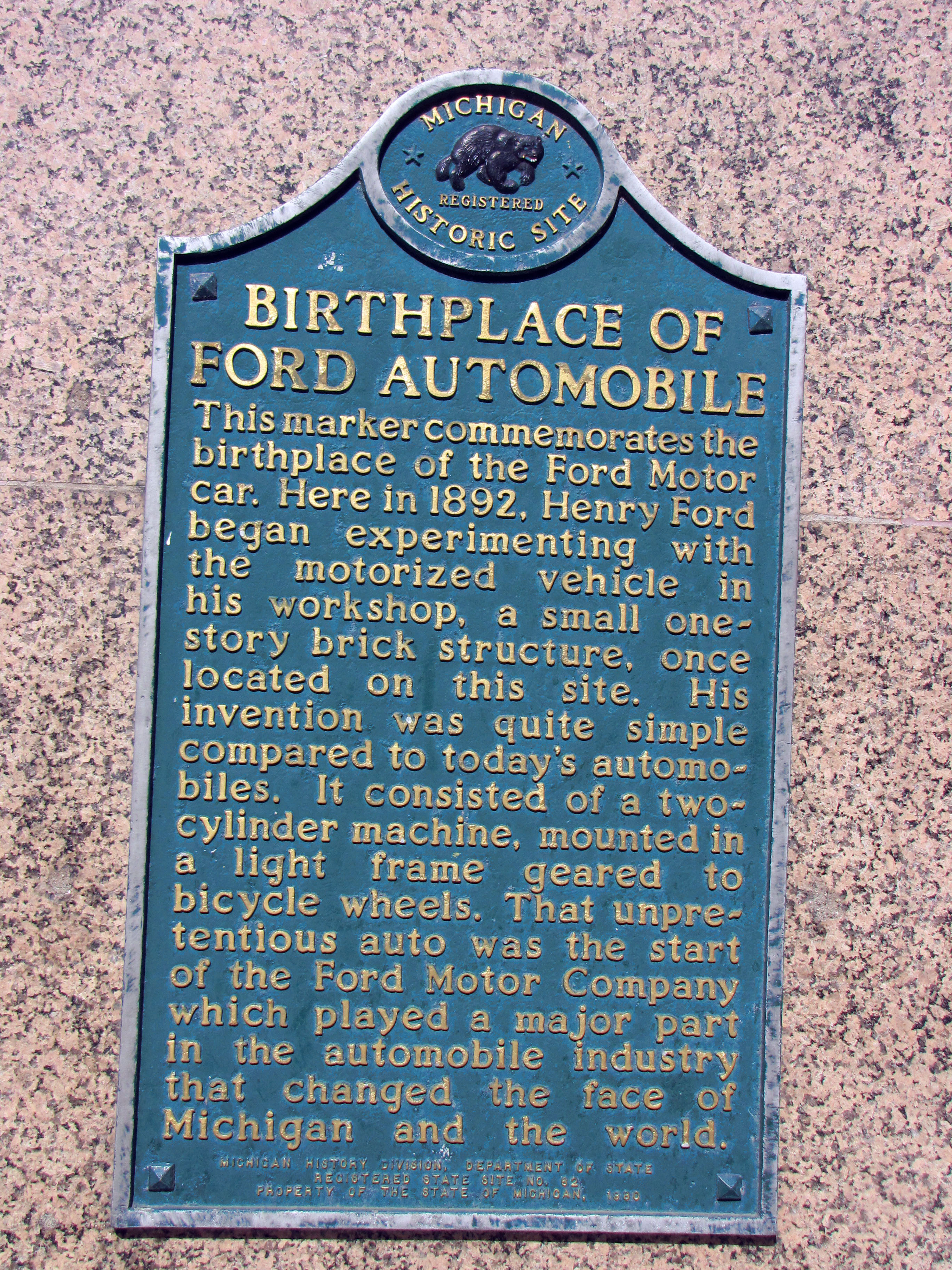 Birthplace of the Ford Automobile Historical Marker