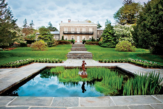 View of the gardens behind the mansion