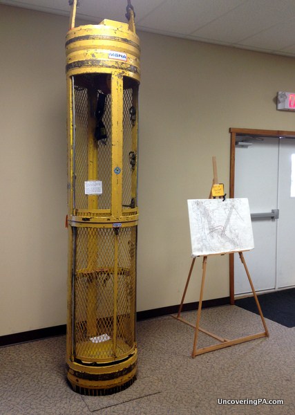 the actual rescue capsule used to bring the miners up now located in the visitor's center.