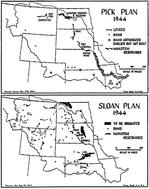 These maps show how drastically different the Pick and Sloan plans were and how one couldn’t settle with the other’s plan.