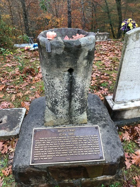 The wash stand at the Hatfield cemetery